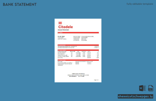 Estonia Citadele banka Estonian Branch AS Kontoauszug Excel Beispielvorschau